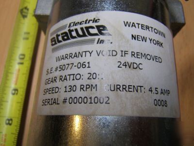 New 24V dc electric motor w/ 20:1 gearbox - 