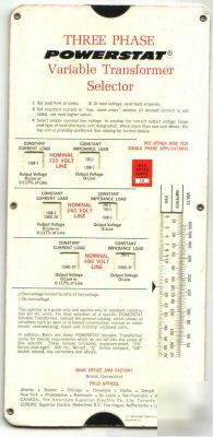 Vin. single & three phase variable transformer selector