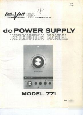 Lab volt - dc power supply manual model # 771
