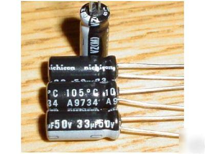 New 200 nichicon 50V 33UF hi-temp radial capacitors 