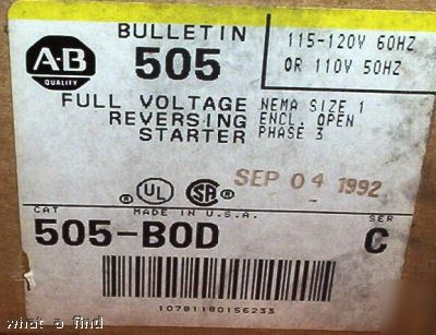 New allen bradley 505-bod reversing starter s 1 505-bod