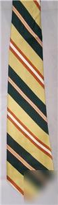 Vintage mens green orange strip poly retro tie