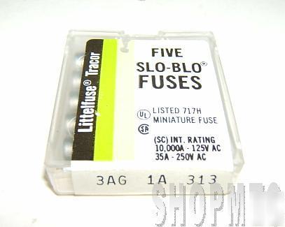 5 littelfuse 3AG 1A 250V fuses