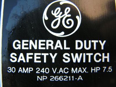 Ge safety switch TG3221 30 amp 240 volt 1PH 125EE