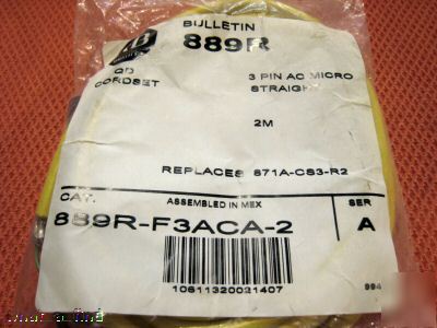 New ab 889R-F3ACA-2 cordset ac 3 pin micro 889RF3ACA2