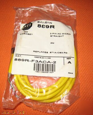New ab 889R-F3ACA-2 cordset ac 3 pin micro 889RF3ACA2