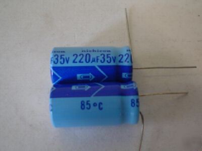New 100 pcs. nichicon 35V 220UF radial capacitors 
