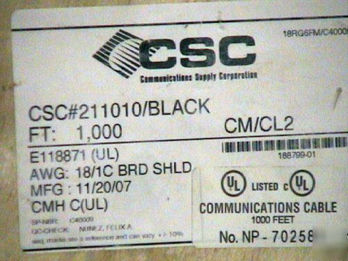 New brand >>1000FT sealed roll csc rg-6 cctv cable wire