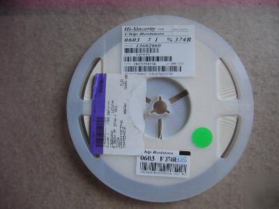 Smd 0603 374 ohm resistor 1% qty 5000 pieces msrp $49