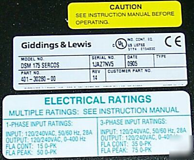 Giddings & lewis servo drive { }