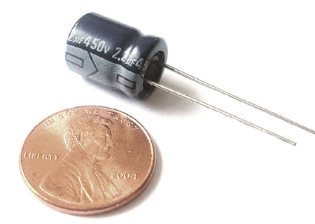Radial electrolytic capacitor ~ 2.2UF 450V (25)