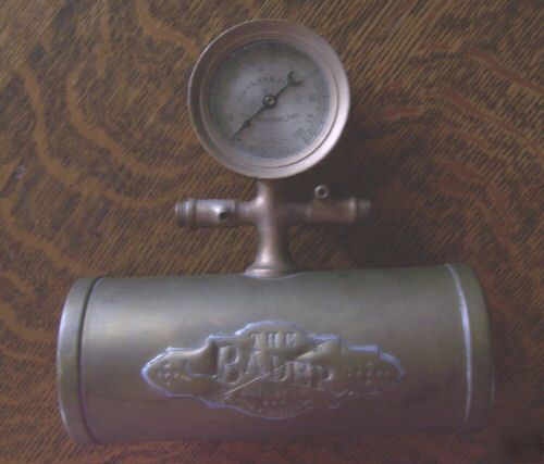 Antique vintage brass pressure gauge crosby -the bader