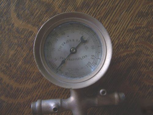 Antique vintage brass pressure gauge crosby -the bader
