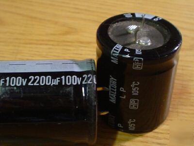 New 10 mallory 100V 2200UF 105C snap-in capacitors 