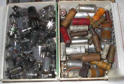 Electronic components capacitors resistors tubes chokes