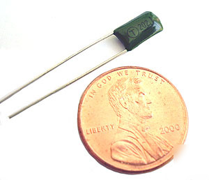 Radial film capacitors ~ .002UF 63V 5% (50)