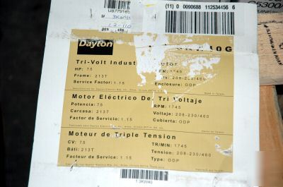 Dayton tri-volt industrial motor 7.5 hp 1745 rpm 3KW50G