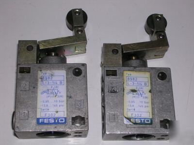 2 used festo pneumatic roller lever valve 3/2, l-3-1/4