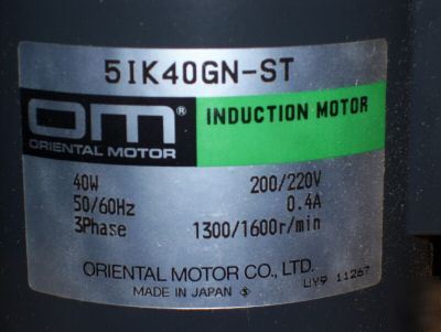 3 oriental motor induction motors #51K40GN 