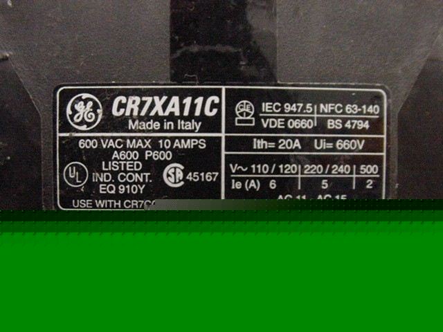Ge CR7CG contactor 3POLE 72AMP 37/45AMP 600VAC 190-208V