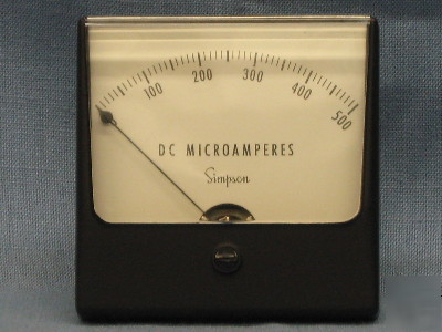 Simpson 0-500 dc uamp meter 04410 48M1081 88F3552