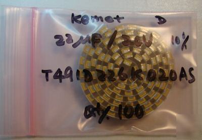 New 22UF/20V tantalum cap,size d, T491D226K020AS, ,100PCS