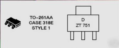 TR14: on semiconductor transistor PZT751T1 smd (6 pcs)
