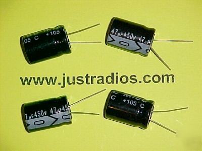 11 105C radial electrolytic capacitors 47UF @ 450 volts