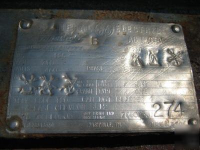 General electric tefc motor ge 125 hp 710 rpm fr. 449LL
