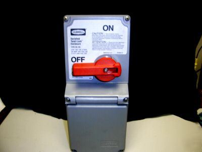 Hubbell switched twist-lock enclosure nema 3R-12 30 amp