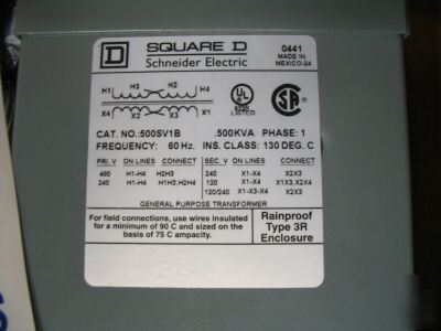 New squared transformer 500VA 500SV1B 3R