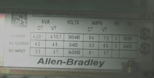Allen-bradley 1336 plus ii adjustable freq ac drive