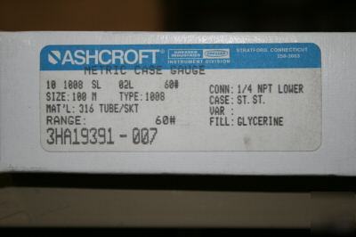 New ashcroft metric case gauge 60 psi - 1/4 npt 