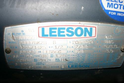 Leeson electrical motor 1/2 hp. rpm 1725/1425