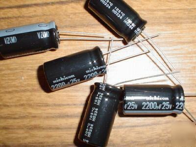 New 25PCS 25V 2200UF nichicon hi temp radial capacitors 