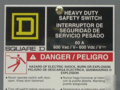 Square d heavy duty safety switch H362N 1H353