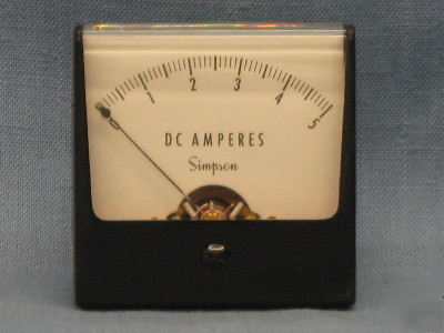 Simpson 0-5 dc amp meter 02580 1257 55F2582