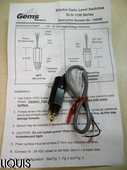 Gems els-1100 electro-optic level switch