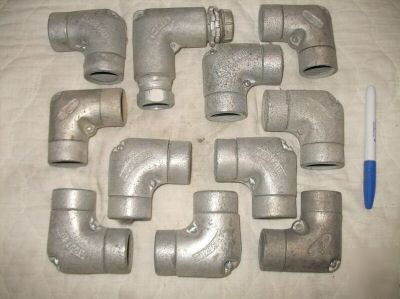 Lot of 11 conduit 90 deg pulling elbows fittings 1