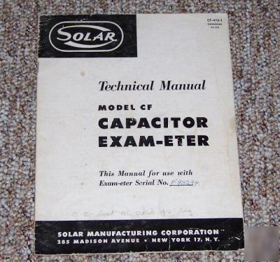 Solar model cf capacitor exam-eter with manual