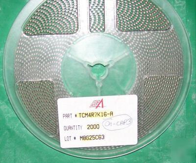 New (2000) 4.7UF,16V, capacitors TCM4R7K16-a, reel,smt