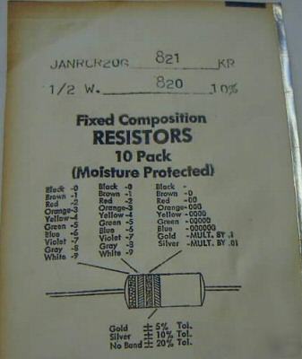 Stackpole carbon comp resistors 1/2W 820OHMS 10% 50PS