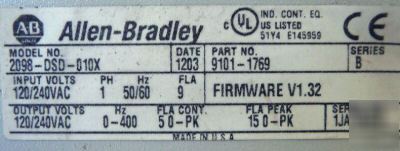 Allen bradley ULTRA3000I 2098-dsd-010X b 2098DSD010X