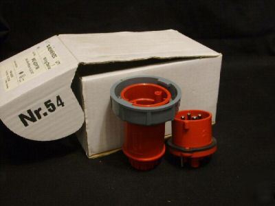 Mennekes me 420P7W 20A 4W 480VAC plug 3 phase 4 pole