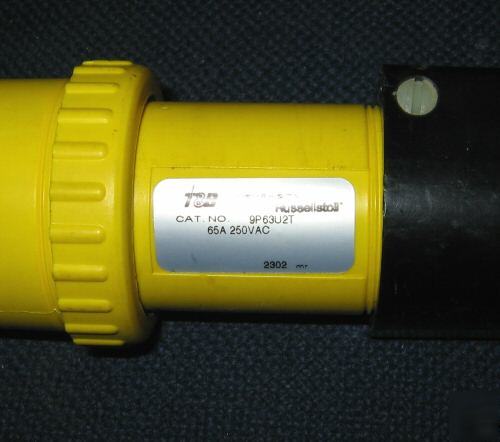 Pair of 65A 250V tb russellstoll connectors plugs