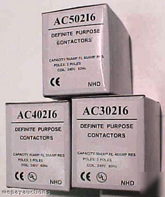 3 ct lot definite purpose contactors 2 poles 240V bin w