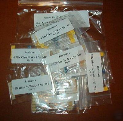 100 resistors kit D5 -10 values - labeled with bonus 