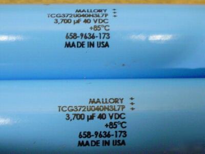 New 10 mallory 40V 3700UF axial capacitors 