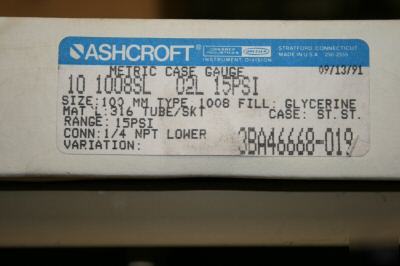 New ashcroft metric case gauge 15 psi - 1/4 npt 