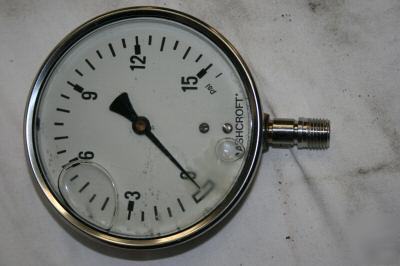 New ashcroft metric case gauge 15 psi - 1/4 npt 